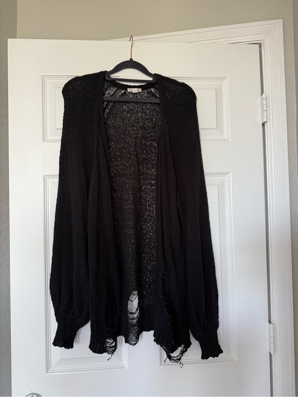 Melrose & Market 100% cotton black distressed open front sweater size xs/s 🖤
